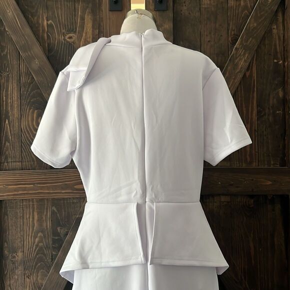 Elegant Strechy Peplum Bodycon Short Sleeve Work Dresses Bow Club Ruffle… - Picture 8 of 15